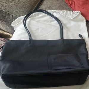 Elegant Black Leather Tote Bag